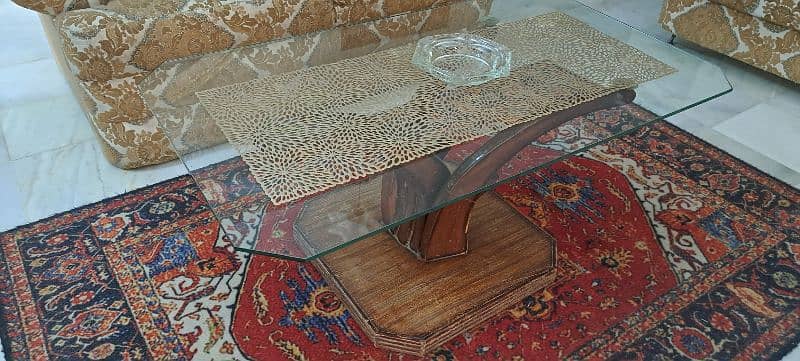 Center table with 2 side tables with wood carved base 3