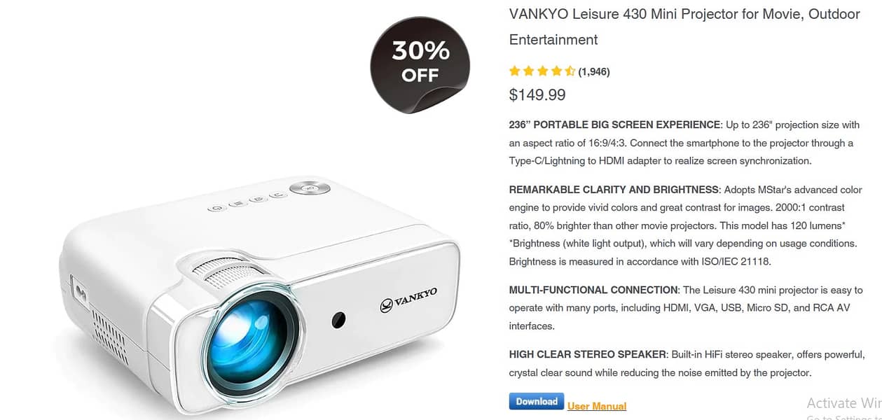 Vankyo Leisure 430 Projector for Sale 6