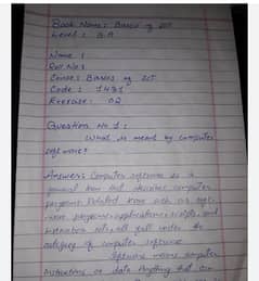 Handwritten assignment work