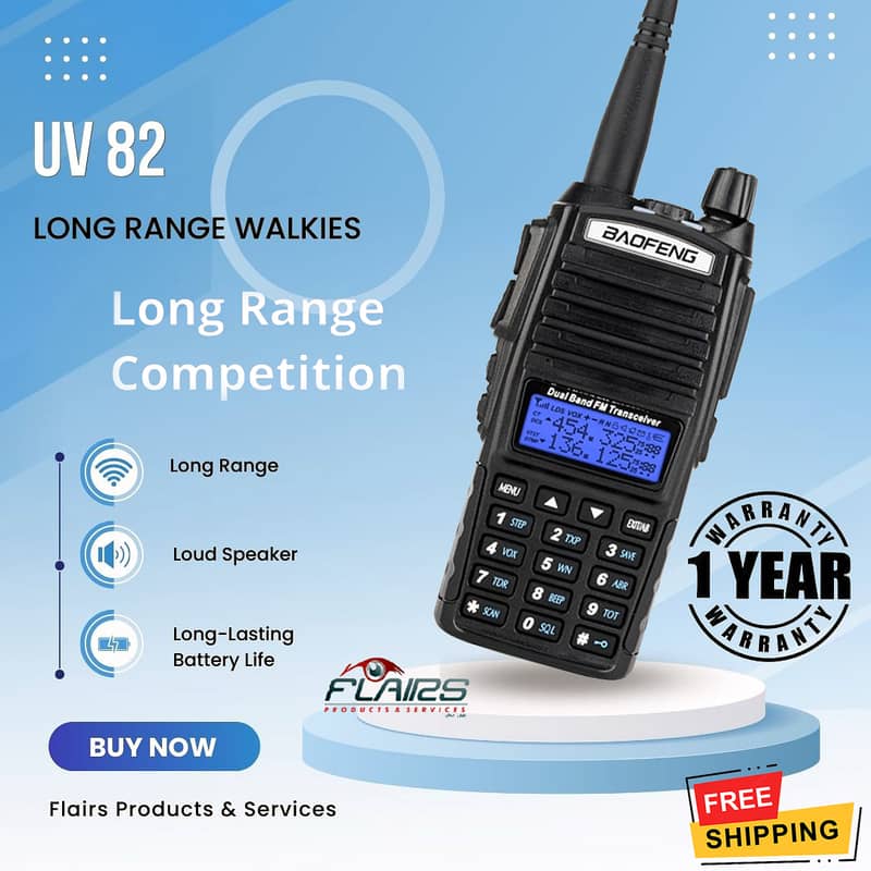 UV-82 Long range Dual Band Walkie Talkies, Long range Dual Display set 1