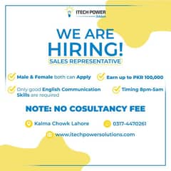 We Are Hiring Sales Agents and Freshers