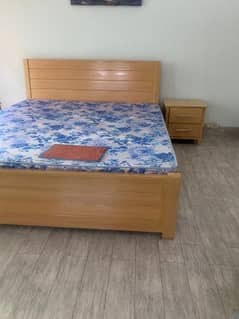 Standard Size BED With 2 Side Table PURE Wood