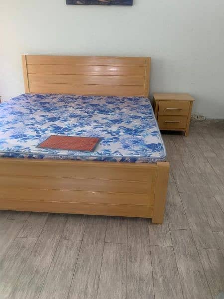 Standard Size BED With 2 Side Table PURE Wood 0