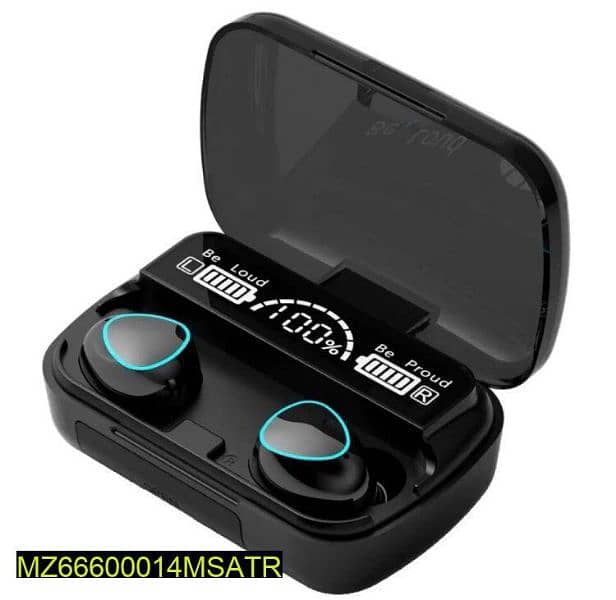 M10 Digital Display Case Earbuds - Black 0