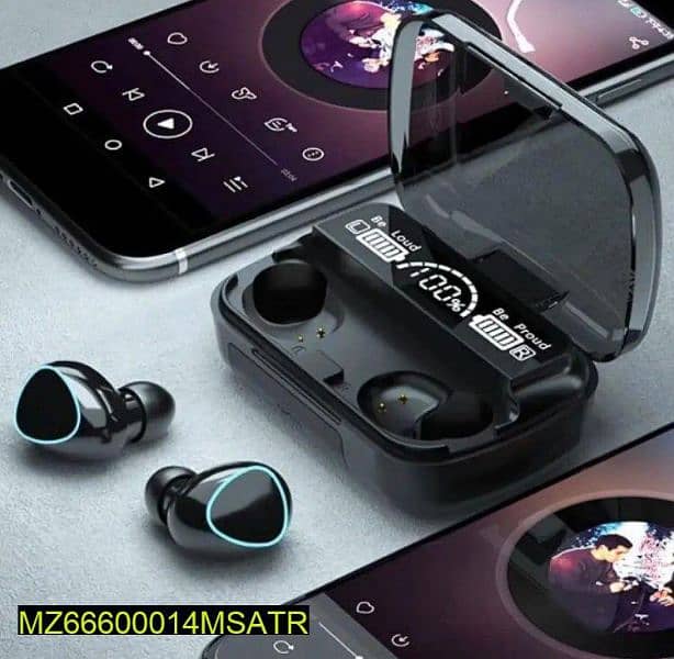M10 Digital Display Case Earbuds - Black 4
