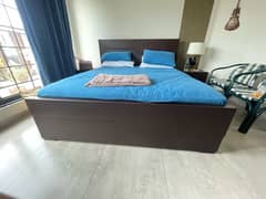 wooden bed set with mattress