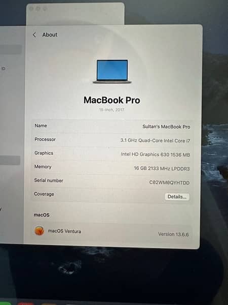Apple MacBook Pro 2017 15 inch Model 11