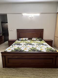 King size bed with two side tables (shesham pattex)
