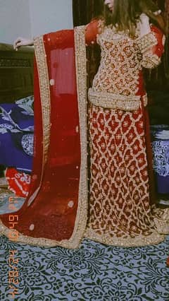 red bridal heavy embroidered lehnga