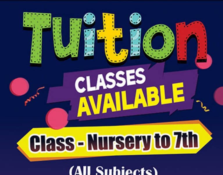 Tution available for class mont to 7th 0