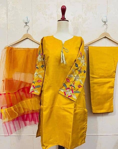 Sale Sale Sale " 3 Pcs Woman's Stitched Katan Silk Suit " 1
