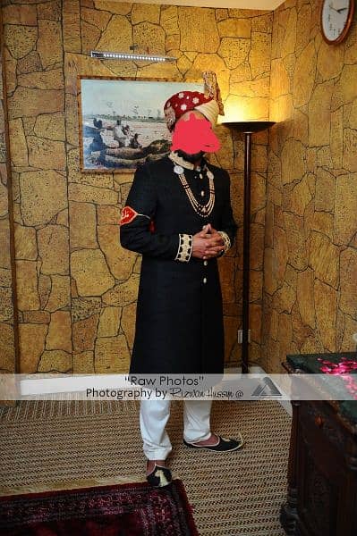 Black Sherwani with Kulha (One Time Used) 0