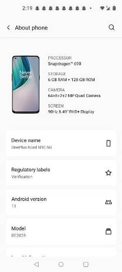 OnePlus nord n10 5g 6  128