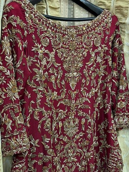 Red bridal Long shirt and Farshi Lehnga 3