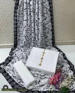 1 PC women's swiss lawn calligraphy shawl