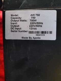Apollo UPS 750 Wats 10/10 condition