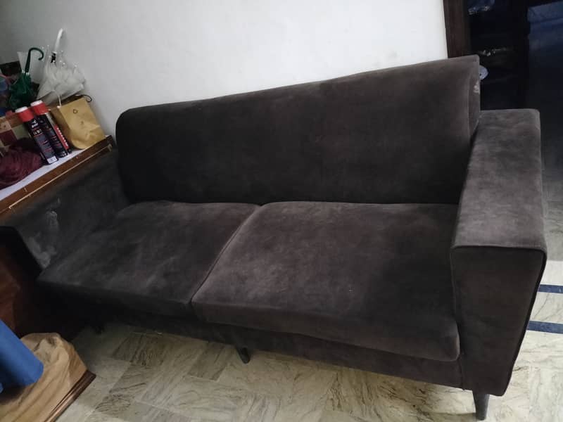Sofa Set Dark brown velvet cover 5 seater (3+1+1 Seater) 1