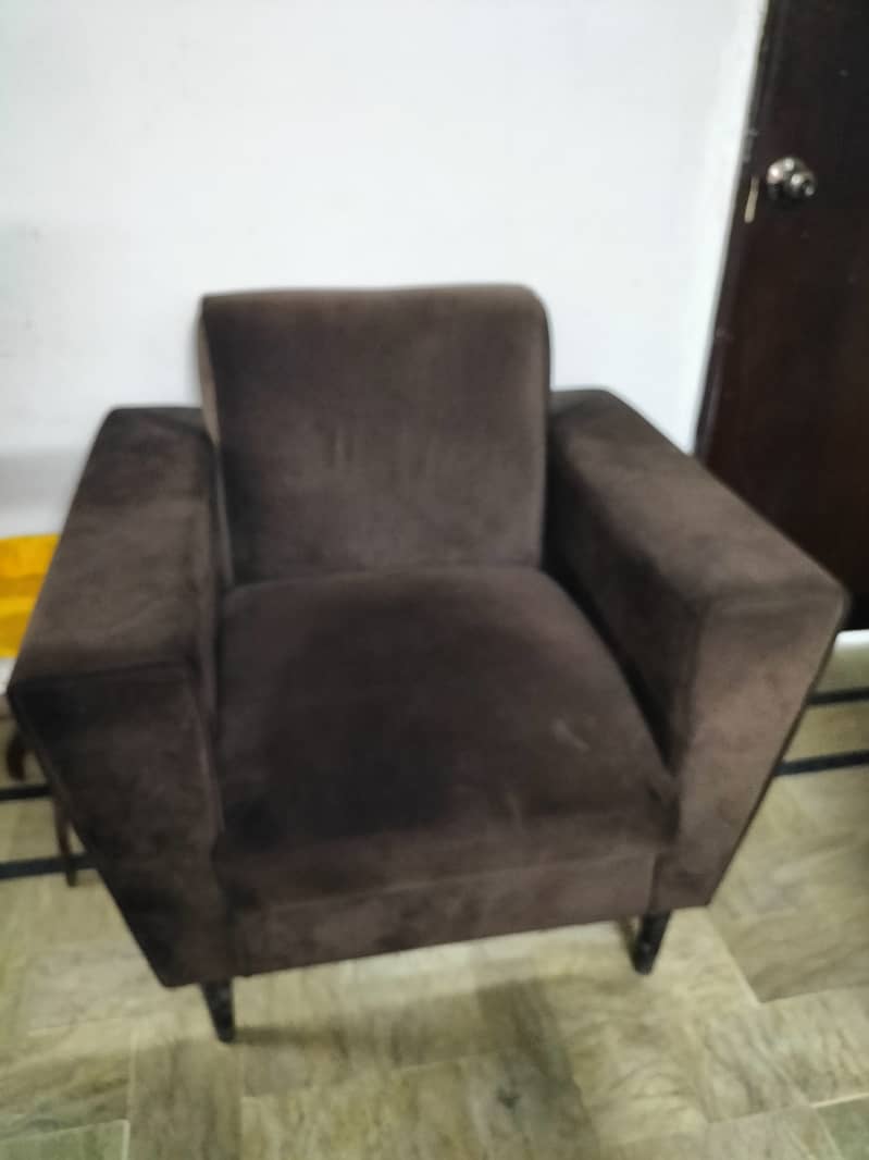 Sofa Set Dark brown velvet cover 5 seater (3+1+1 Seater) 3