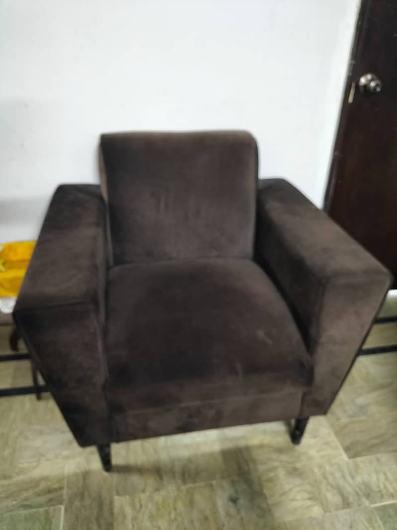 Sofa Set Dark brown velvet cover 5 seater (3+1+1 Seater) 4