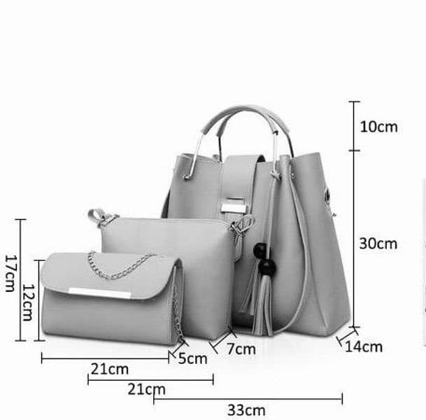 3pc Womens Leather Plain Hand Bag Set 12