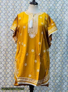 1 pc Women Stitched Linen Block Printed Frock