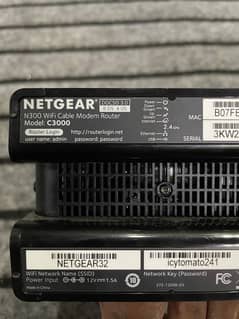 NETGEAR. . . N300. . . WIFI CABLE MODEM ROUTER MODEL: C3000