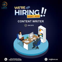 We are hiring content writer for our company! wahtsapp 03137533256 0