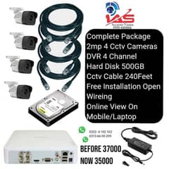 Complete Package 4 Cctv 2mp Cameras Only 35000 with installation