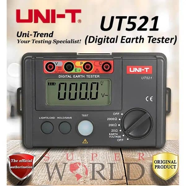 Digital Earth Resistance Tester with 3 Terminal 0