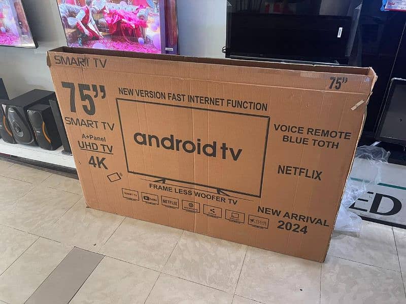 LED TV 75 box pack Samsung Galaxy Android voice remote 2 Year warranty 0