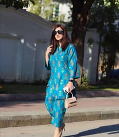 Women's Stiched Linen Printed Suit With Free Delivery