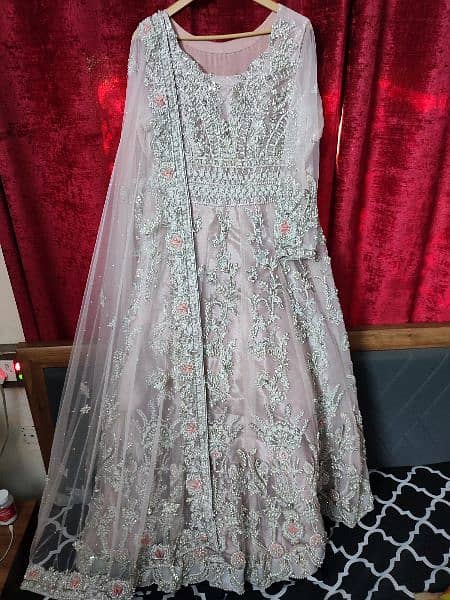Walima maxi dress in baby pink with bag and trousers 0