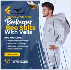 3 Layers Ventilated Apiary Bee Keeping Suits Jackets with Veil