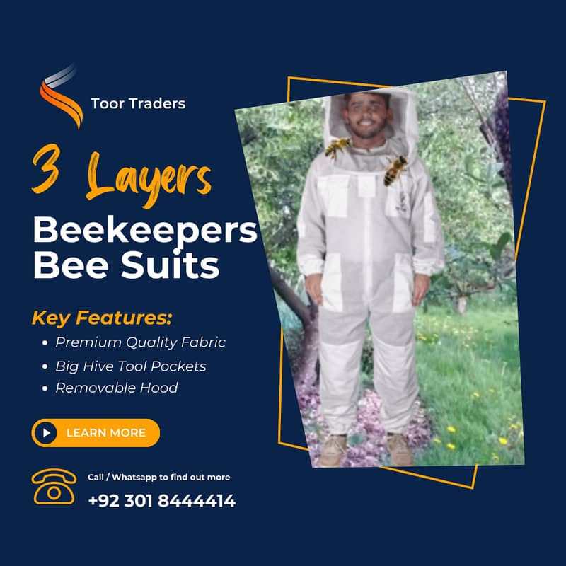 3 Layers Ventilated Apiary Bee Keeping Suits Jackets with Veil 1