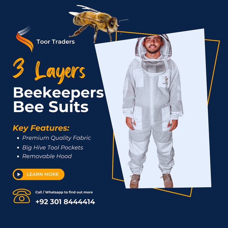 3 Layers Ventilated Apiary Bee Keeping Suits Jackets with Veil 2