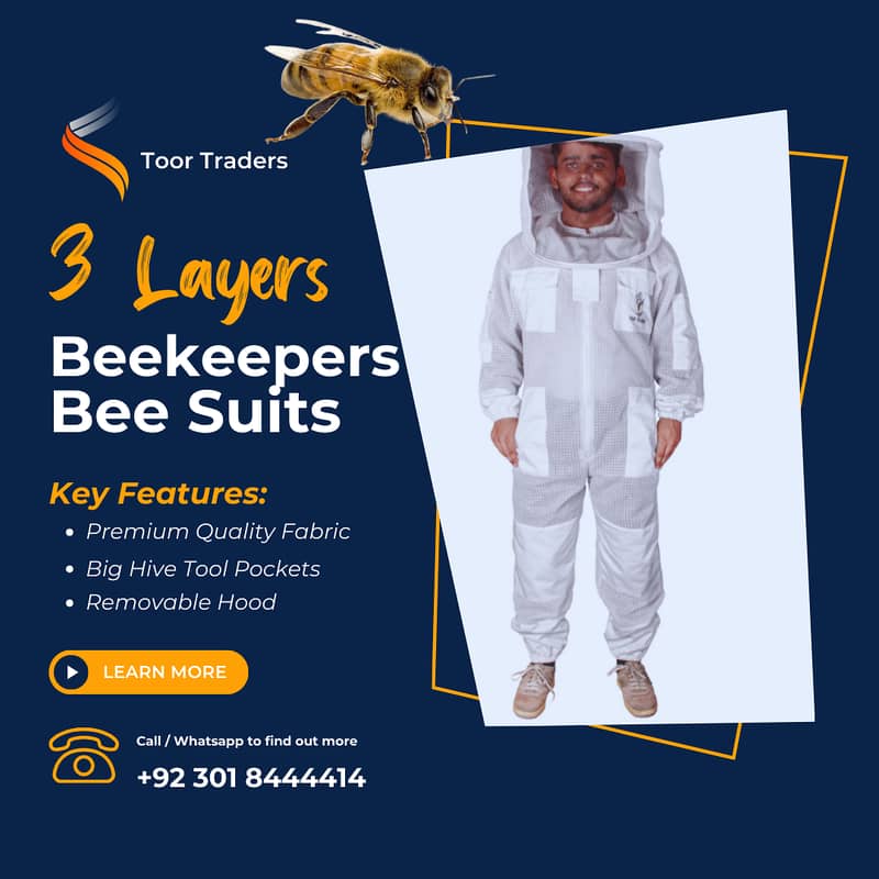 3 Layers Ventilated Apiary Bee Keeping Suits Jackets with Veil 3