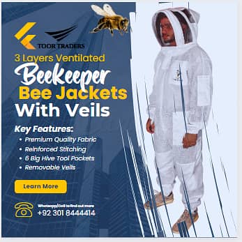 3 Layers Ventilated Apiary Bee Keeping Suits Jackets with Veil 4