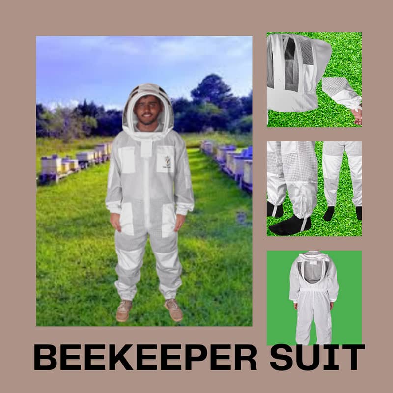 3 Layers Ventilated Apiary Bee Keeping Suits Jackets with Veil 5