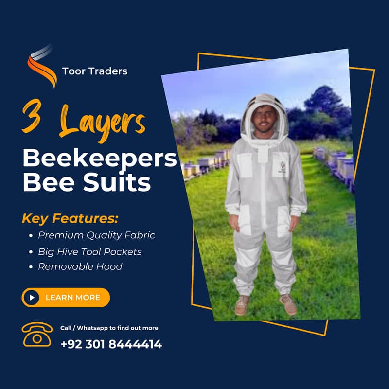 3 Layers Ventilated Apiary Bee Keeping Suits Jackets with Veil 6