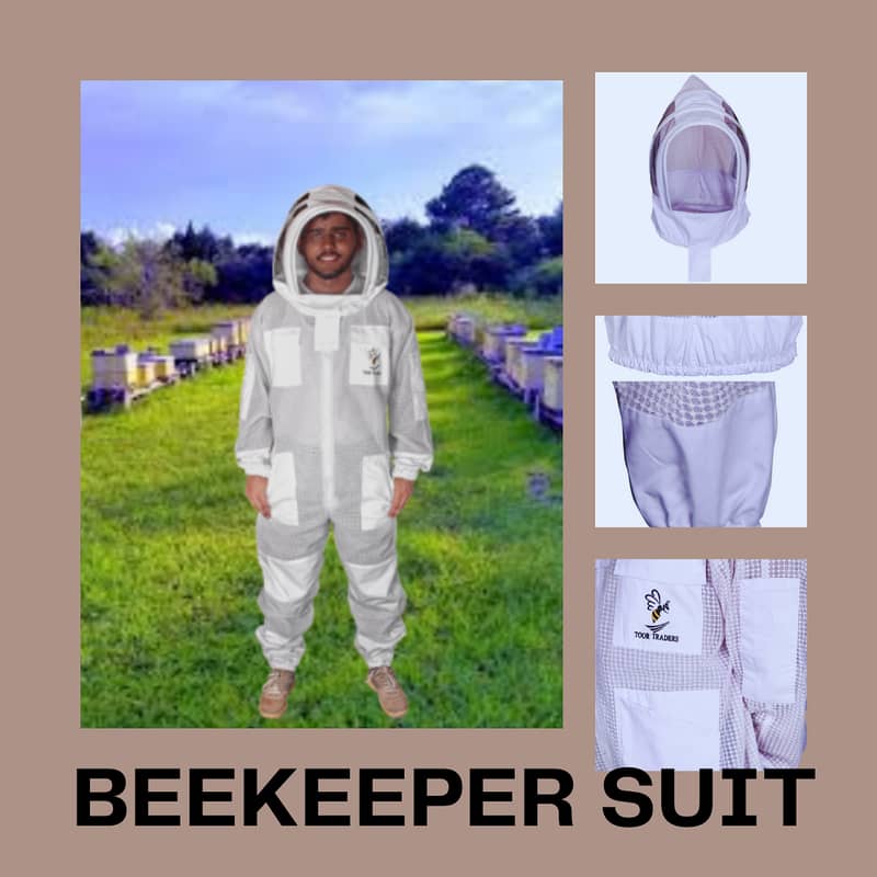 3 Layers Ventilated Apiary Bee Keeping Suits Jackets with Veil 7