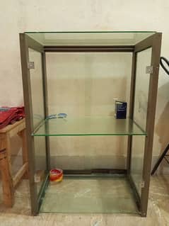Glass counter with stool, Wooden counter and bench