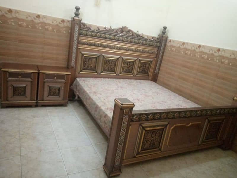 pure wooden bed with side tables 2