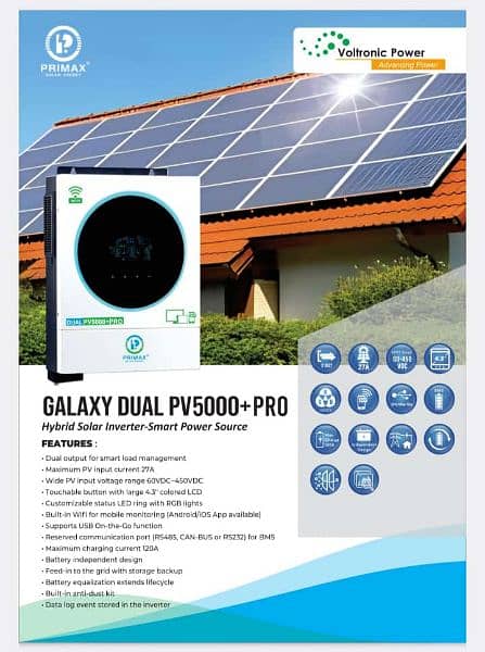 Primax Galaxy Dual PV5000+ Pro 4KW Solar Hybrid Inverter 0