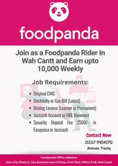 Foodpanda Delivery Riders Job