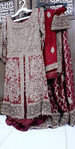 Aqib Bridal Designer Sharara with heavy embriodery long shirt.