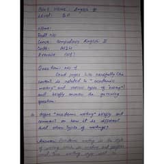Handwritten assignment