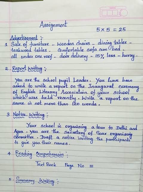 Handwritten assignment 14