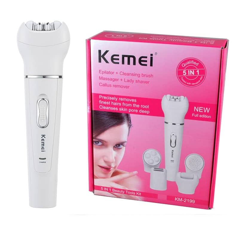 Kemei KM-2199 5-in-1 Electric Hair Remover Trimmer Wet and Dry Recharg 1