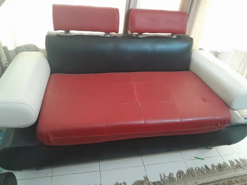 red white leather sofa 7 seater 0
