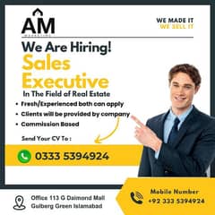 Required Sale Executive for Real estate office in gulberg islamabad 0